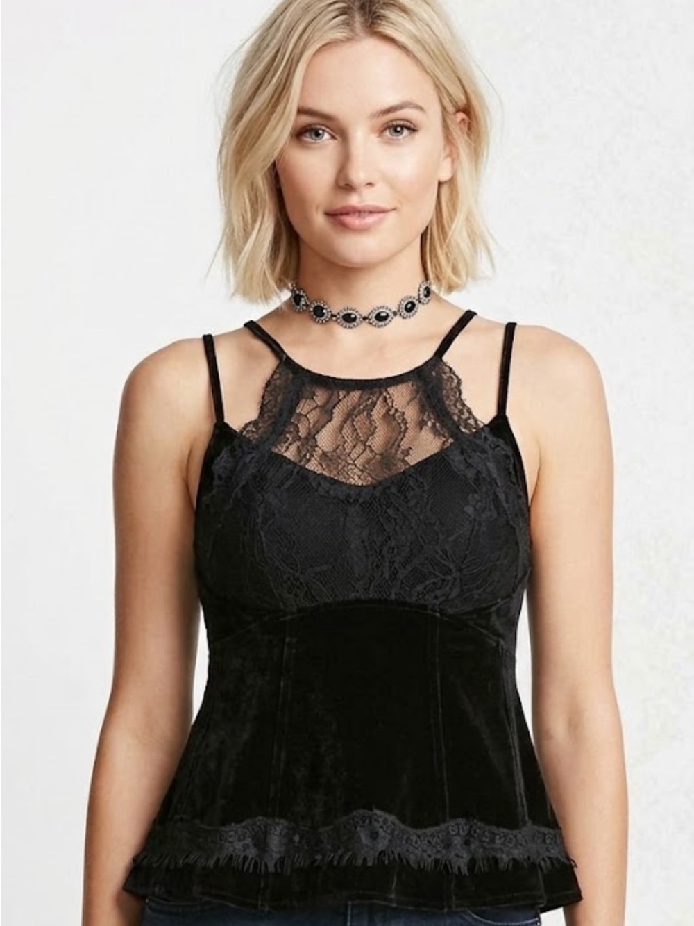Gently used- Free people velvet and lace strappy
